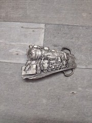 Vintage Solid Brass Train Engine Locomotive Brass Belt Buckle 5321