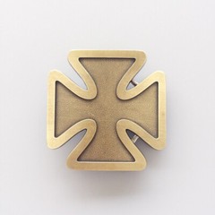 Vintage Bronze Plated Cross Belt Buckle Gurtelschnalle Boucle de ceinture