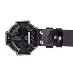 Cross and Skull Buckle and Belt Set, Classic Rock Biker Accessory