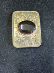 Vintage Western Belt Buckle Gold & Silver Tone Black Stone Mixed Metal