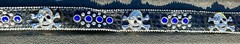Skull covered in Clear & Blue Rhinestones Belt & Belt Buckle,Missing Some Stones