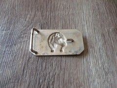 COLLECTIBLE SILVER TONE HORSE HEAD HORSESHOE BELT BUCKLE