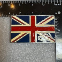British Flag Belt Buckle Metal Pewter Tone Made Mexico Reissue