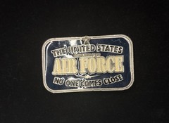 Vintage US Air Force belt buckle features blue and gold enamel RARE
