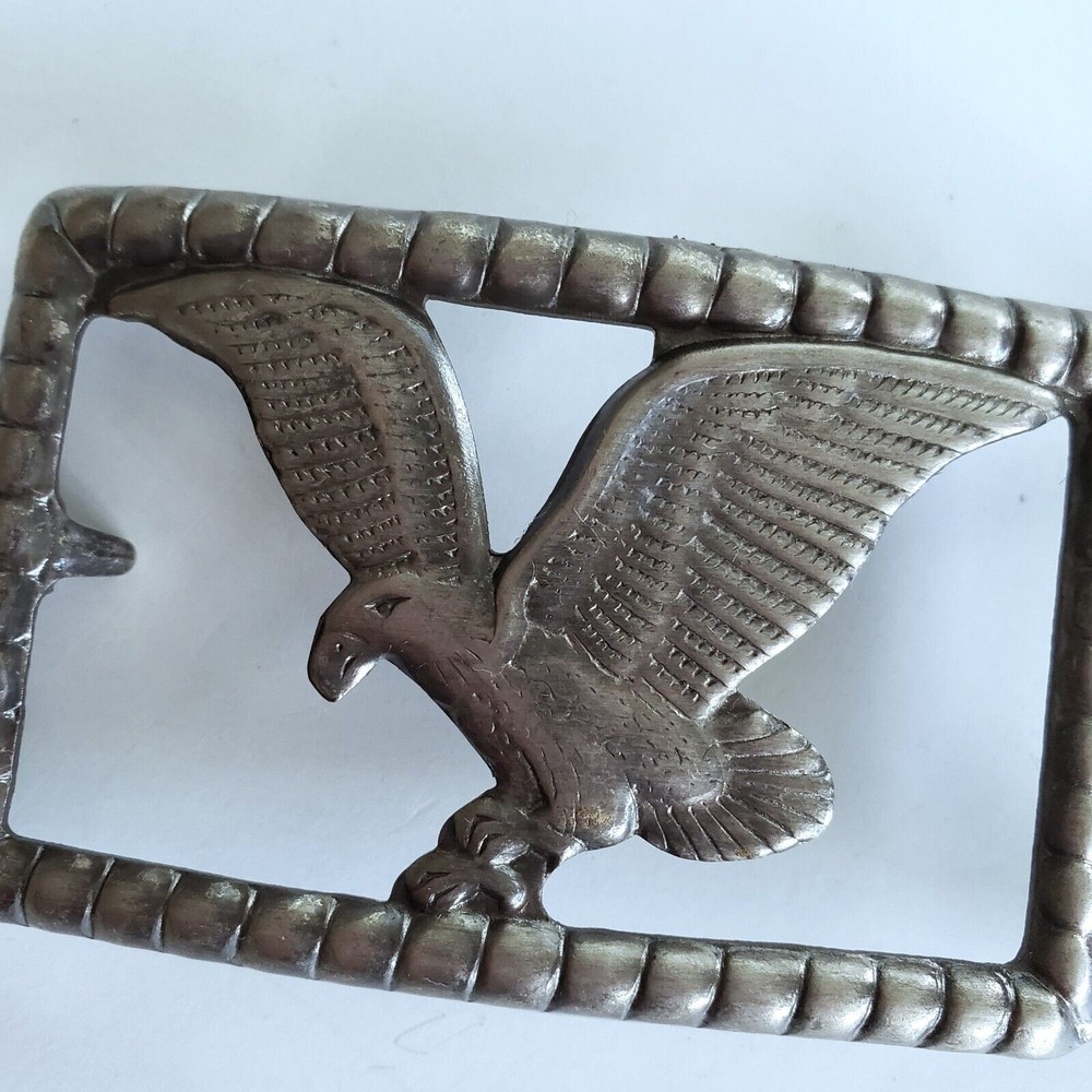 Vintage Eagle Belt Buckle Silvertone Embossed Country Western Rodeo Biker Retro