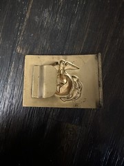 USMC US Marine Corps Belt Buckle Gold Tone Rectangle 3&Prime; x 2&Prime; Military