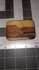 Terry L Evans Signed Inlaid Wood & Brass Belt Buckle 78-318 Mountain Lanscape