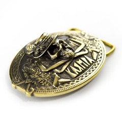Brass belt buckle « 3D Klamra », Skull buckle, Ukrainian Molfar, Logo Klamra