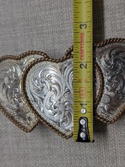 vintage MONTANA SILVERSMITHS belt buckle WESTERN sterling silver plate HEARTS
