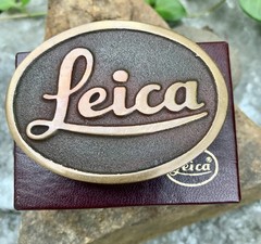 Vntg Leica Camera Belt Buckle Solid Brass 3×2 1/8” Leica Camera