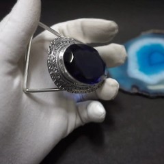 Handmade Silver Plated Belt Buckle with Amethysts Stone- Western Vintage