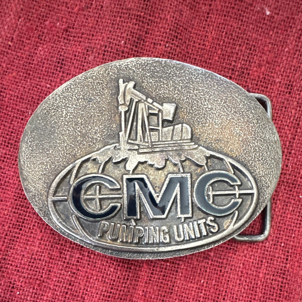 Vintage CMC Pumping Units Oilfield Belt Buckle Oil Pump Jack Colorado Machine