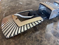 James Reid .925 Sterling 14k Gold Belt Buckle XL Set Square Ray 01 ✅