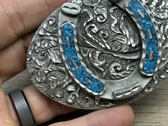 Enchantment 2002 Turquoise Horseshoe Belt Buckle Made In USA