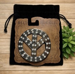 Circle Rhinestone Snap Belt Buckle Silver Bling Crystal 1.5” Western