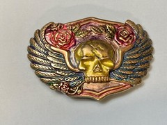 Skull With Wings – Colorful Cutout Belt Buckle – Fast Usa Shipping
