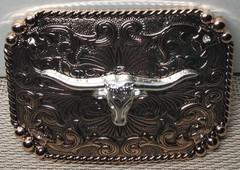 Long Horn Bull Western Cowboy Belt Buckle Hebilla Vaquera Con Toro