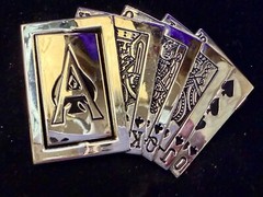 Royal Straight Flush Casino Poker Gambling Spinning Reversible Ace Belt Buckle