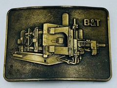 Vtg B&T Rectangular Belt Buckle Brass Stamp Cold Chamber Die Casting Machine