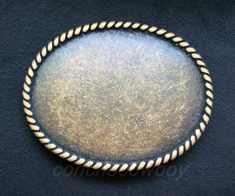 WESTERN OVAL ROPE EDGE BLANK BELT BUCKLE FIT&rsquo;S 1 1/2&Prime; WIDE BELT