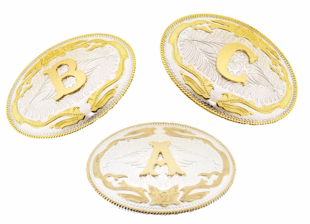 Initial A-Z Letter Belt Buckle Western Men Women Really Cowboy Rodeo Gold Silver