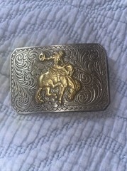 Western Gold/Silver Carved Flower Pattern Metal Belt Buckle