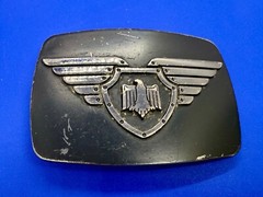 Thunderbird Shield Wings Crest Logo Enameled Belt Buckle Chrome Brand #6172