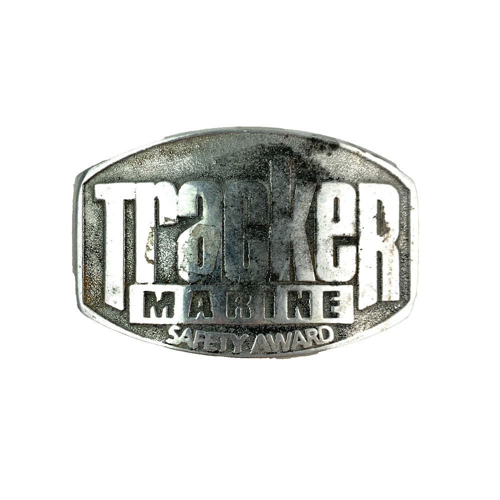 Vintage Tracker Marine Safety Award Curved Metal Belt Buckle