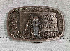 Vintage 1990 Kansas Small Mine Safety Rescue Contest Pewter Belt Buckle