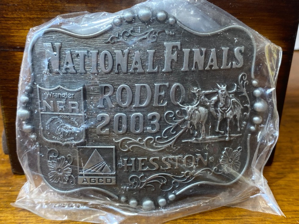 Hesston Wrangler 2003 Silver Tone NFR National Finals Rodeo Belt Buckle VTG