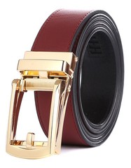 Tonywell Dress Belts One Size:32&Prime;-45&Prime;Waist, Mens Wine Red Belt Gold Buckle