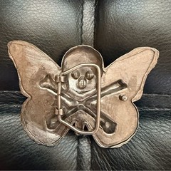 Gothic Skull Butterfly Belt Buckle Rhinestone Eyes Dark Grunge 3.5&Prime;x2.5&Prime; Punk