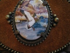 New Western Bronze and Suede Mallard Belt Buckle Artistic Impressions 