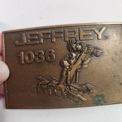 Mens Vintage Belt Buckle Mining JEFFREY 1028 3D Graphic 80’s Collectible
