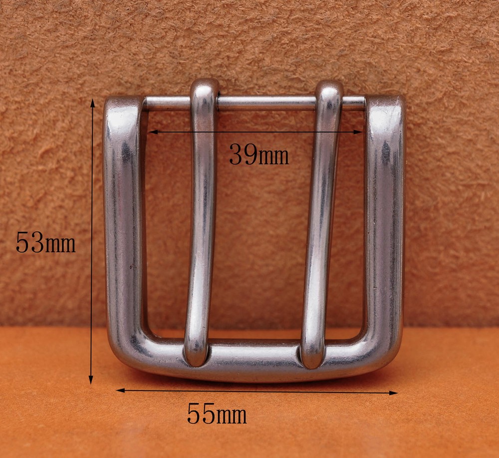 Men Heavy Double Tongue Pin Prong DIY Belt Buckle Fits 39MM Belt Straps Silver