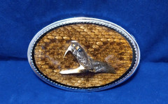 Rattlesnake Skin Belt Buckle w/Faux Head and Epoxy Overlay made in USA