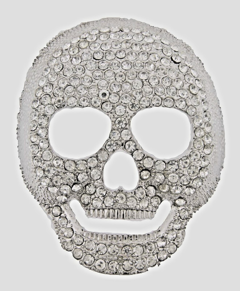 Skull Belt Buckles Men Women Rhinestones Vintage Silver Metal Pirate Skeleton