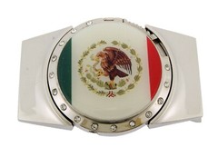 Mexico Mexican Men Women Flag Belt Buckle Vintage Silver Metal Western Cowboy