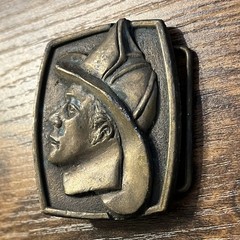 Vintage Firefighter Profile Brass Tone Belt Buckle 3D Relief First Responder B20