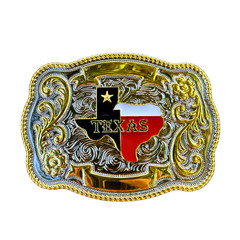 Texas State Map Western Belt Buckle – Lone Star Hebilla Vaquera