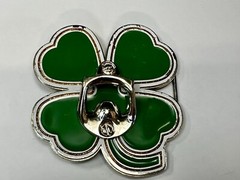 Lucky Four Leaf Clover Shamrock Green Silver Novelty Bottle Opener & Belt Buckle