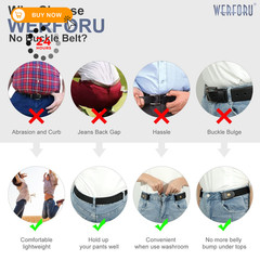 WERFORU 2 Pack No Buckle Suit for pants size 30&Prime;-48&Prime;, H-2 Pack-black+black