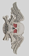 Skull Belt Buckle Skeleton Feather Silver Metal Halloween Pirate Costume Cosplay