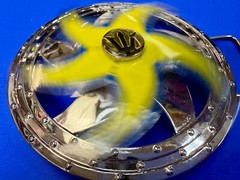 Spinning Arrow Yellow Star Circle Neptune Symbol Round Spinner Large Belt Buckle