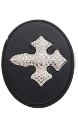 Belt Buckle Men Women Black Fabric Silver Metal Western Cowboy 3D Rodeo Cross