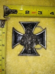Black Iron Cross Skull Biker Belt Buckle