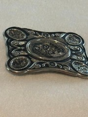 Silver Tone Floral Western Belt Buckle Vintage Style 3.25×2.5