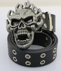 NORICAP Men And Women Metal Skull Head Leather Buckle Belt Waist Medium, K4b