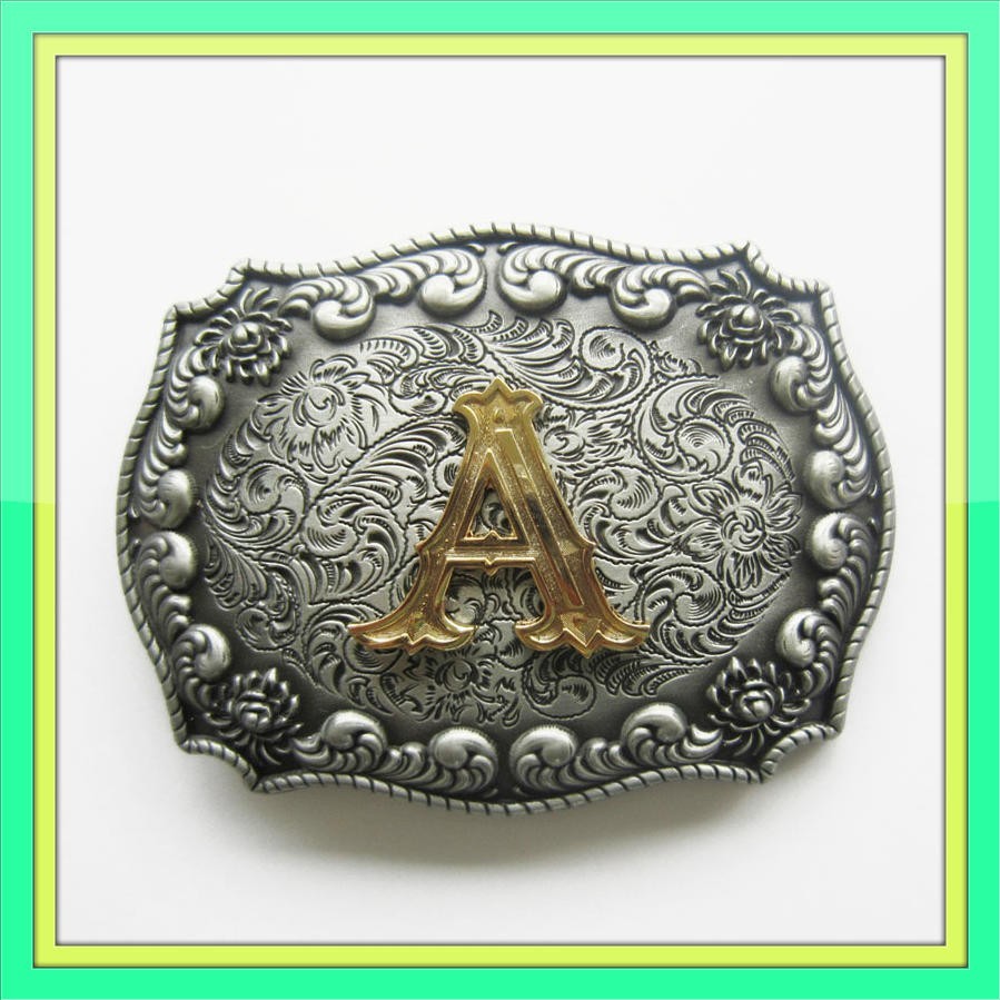 3-D INITIAL LETTER  » A  » RODEO COWBOY WESTERN BELT BUCKLE