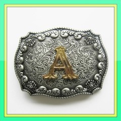3-D INITIAL LETTER  » A  » RODEO COWBOY WESTERN BELT BUCKLE
